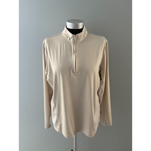 Peter Millar 1/4 Zip Pullover Top Size XL Tan Performance UPF 50+ Lightweight - Picture 1 of 16